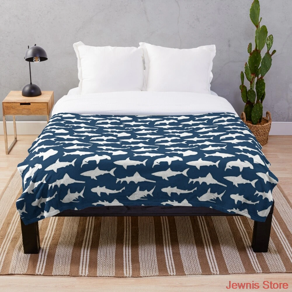 Sharks on Navy Blue Throw Blanket Soft Sleeping Sherpa Backing Kids Girls Boys for Christmas Gift on Bed Sofa Cartoon Blanket
Sharks on Navy Blue Throw Blanket Soft Sleeping Sherpa Backing Kids Girls Boys for Christmas Gift on Bed Sofa Cartoon Blanket