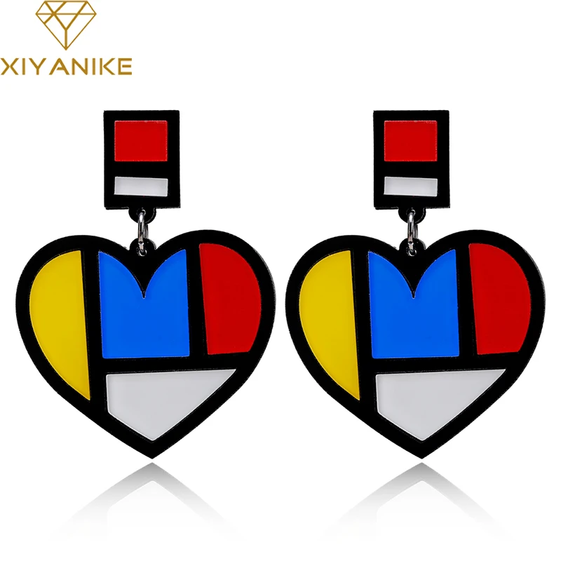 XIYANIKE Colorful Exaggerated Fashion Acrylic Hit Color Heart Drop Earrings Contracted Joker Long Women Pendant Earrings Jewelry
XIYANIKE Colorful Exaggerated Fashion Acrylic Hit Color Heart Drop Earrings Contracted Joker Long Women Pendant Earrings Jewelry