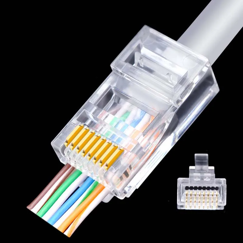 

Модульная розетка Cat5E RJ45 8P8C для сети CAT5 LAN, высококачественные штекеры кабеля Ethernet RJ45, модульные переходные разъемы, 100 шт.