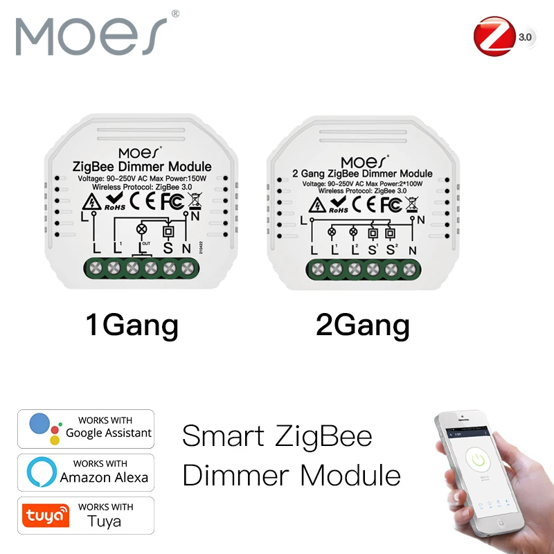 Moes Mini DIY Tuya ZigBee Smart 1/2 gang Light Dimmer Switch Module Hub Smart Life App Alexa Google Home Voice Control
Moes Mini DIY Tuya ZigBee Smart 1/2 gang Light Dimmer Switch Module Hub Smart Life App Alexa Google Home Voice Control