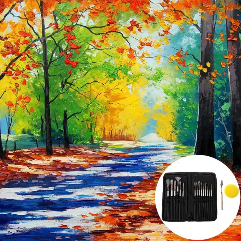15pcs Nylon Hair Artist Paint Brushes Set Sponge with Storage Case Watercolors Acrylic Palette Knife Oil Painting Art Supplies
15pcs Nylon Hair Artist Paint Brushes Set Sponge with Storage Case Watercolors Acrylic Palette Knife Oil Painting Art Supplies