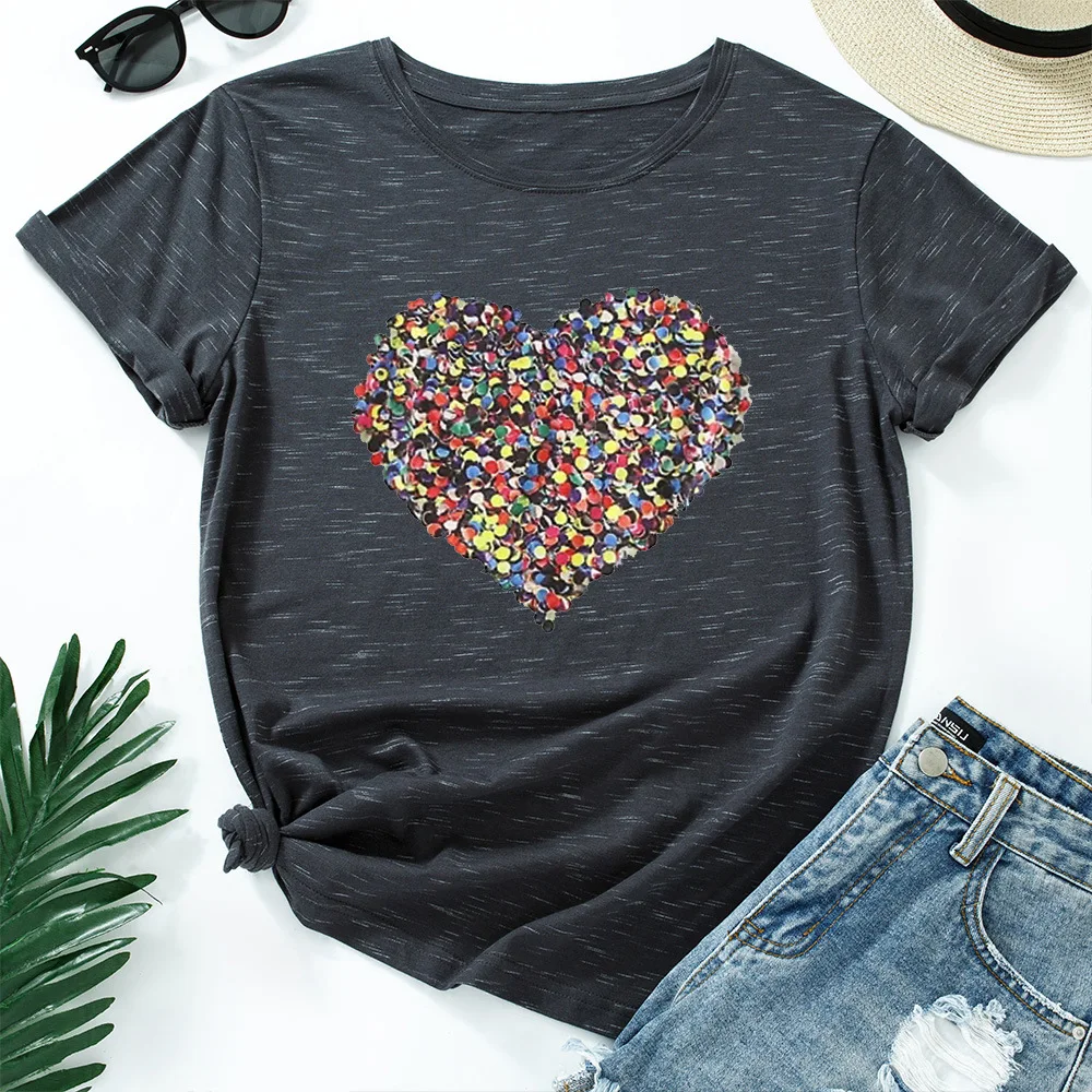 SLPBELY Women Short Sleeve T-shirt Euramerican Summer Heart Printed O-neck Tops Tee Casual Girls Tshirt Streetwear T Shirts 2021
SLPBELY Women Short Sleeve T-shirt Euramerican Summer Heart Printed O-neck Tops Tee Casual Girls Tshirt Streetwear T Shirts 2021