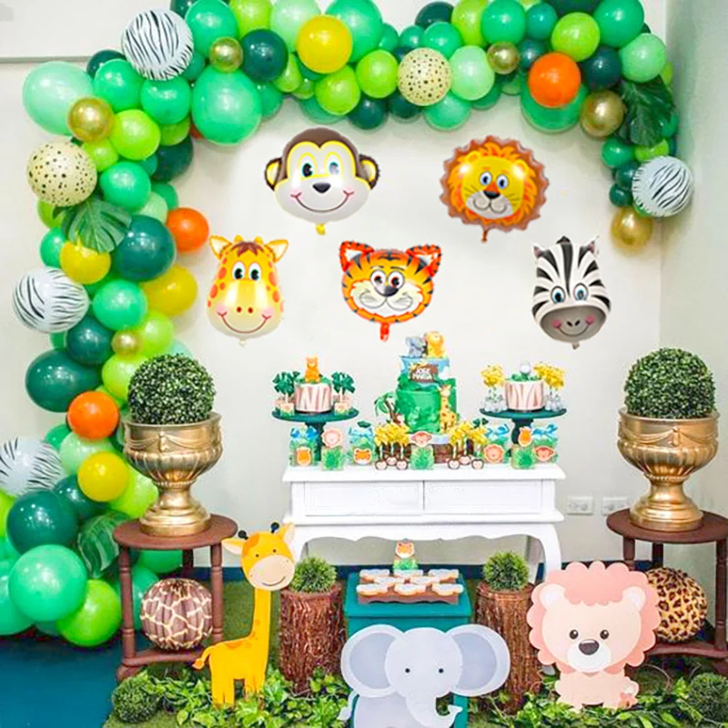 

108pcs Jungle Animal Balloon Garland Safari Green Latex Balloon Lion Tiger Animal Safari Party Decorations baby shower Balloon