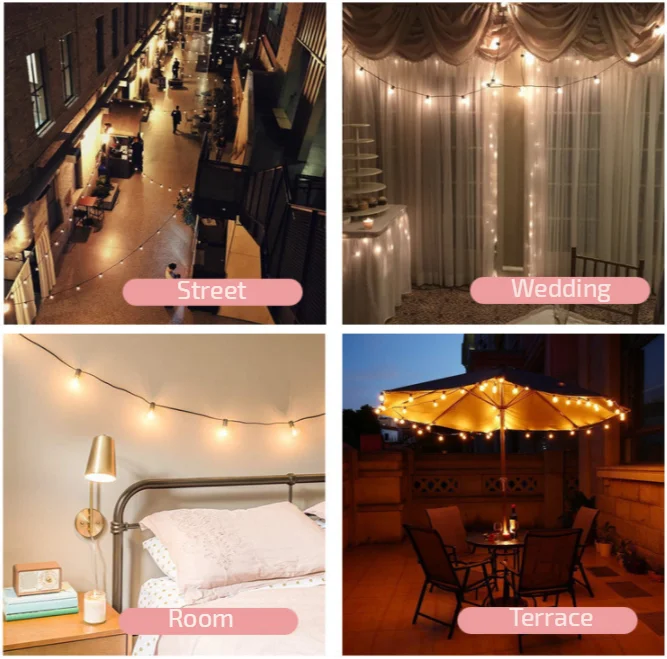 50 LED 10pcs Ball Bulb Fairy Light Golden Cap Copper Wire Spiral Bulb String Light for Christmas Garland Street Wedding Decor