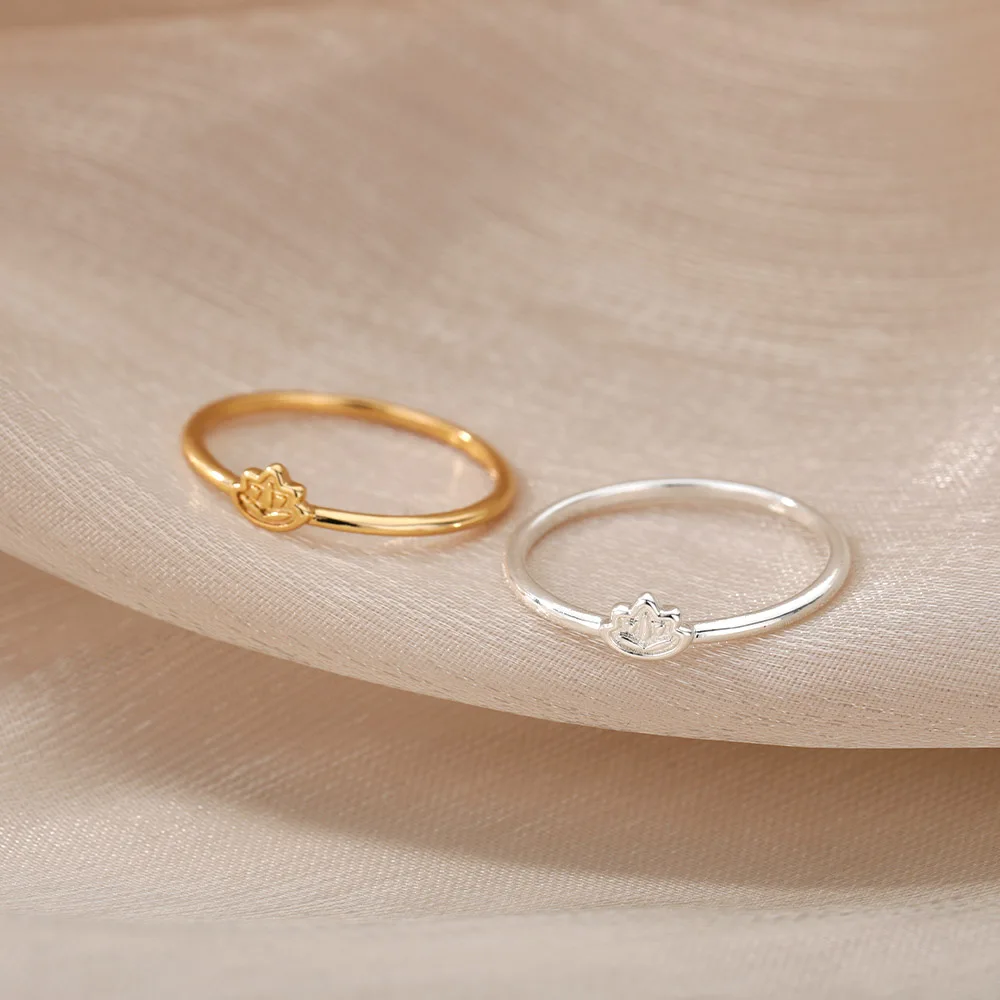 Cute Small Lotus Rings for Women Girls Gold Color Stainless Steel Flower of Paradise Rings Promise Wedding Jewelry Gift
Cute Small Lotus Rings for Women Girls Gold Color Stainless Steel Flower of Paradise Rings Promise Wedding Jewelry Gift
