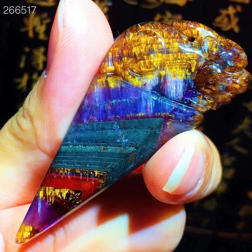 Carved Natural Cacoxenite Auralite 23 Pi Xiu Pendant Purple Red Women 55x23.7x7.4mm Canada Crystal Jewelry AAAAA
Carved Natural Cacoxenite Auralite 23 Pi Xiu Pendant Purple Red Women 55x23.7x7.4mm Canada Crystal Jewelry AAAAA