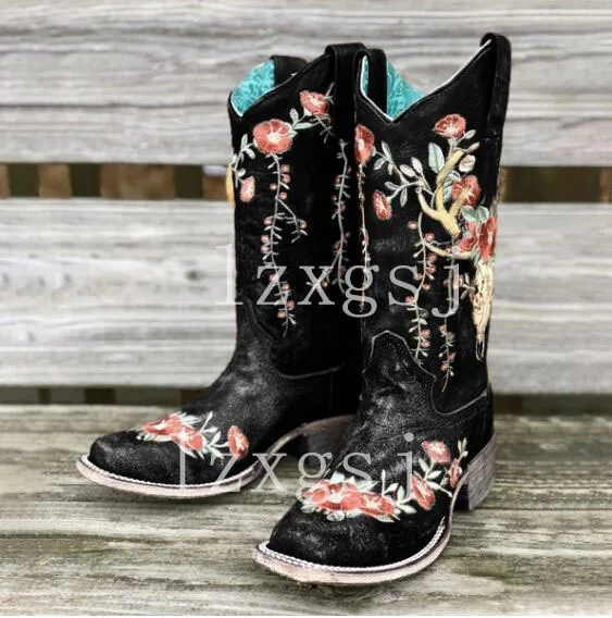 Women Spring Autumn Western Cowboy Boots 2021 Mid-calf Embroidered Boots Ladies Low Heel Knight Boots Female New Casual Shoes
Women Spring Autumn Western Cowboy Boots 2021 Mid-calf Embroidered Boots Ladies Low Heel Knight Boots Female New Casual Shoes