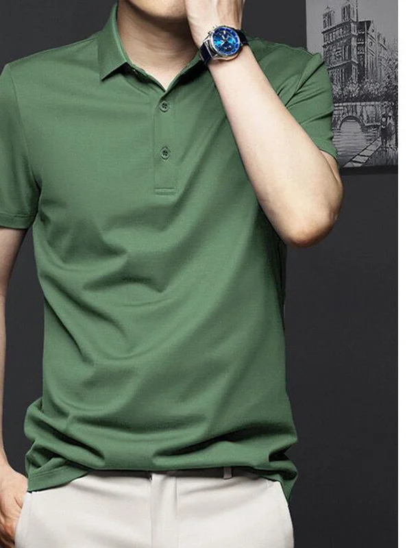 2021 New Fashion Summer Men Solid Color Short Sleeve Polos Shirts Smart Casual Ice Silk Polo Homme Male Clothes Lapel Tops W154
2021 New Fashion Summer Men Solid Color Short Sleeve Polos Shirts Smart Casual Ice Silk Polo Homme Male Clothes Lapel Tops W154