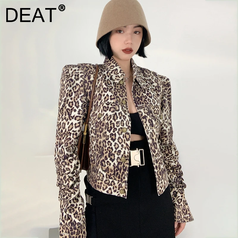 DEAT 2021 Autumn And Winter Turn-down Collar Single Breasted Long Sleeve New Leopard Print Women's Jacket 7I3604 
DEAT 2021 Autumn And Winter Turn-down Collar Single Breasted Long Sleeve New Leopard Print Women's Jacket 7I3604