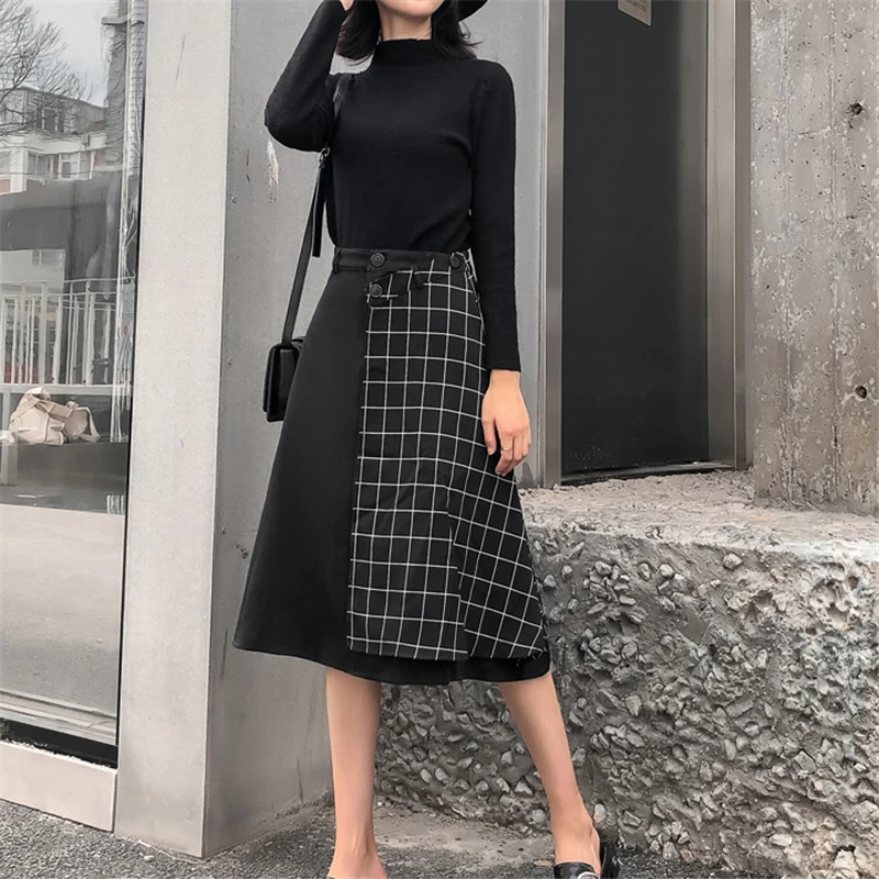 Patchwork Casual Women Skirts A-Line Solid Fashion Mid-Calf Plaid Skirts Elegant Summer High Waist Ladies Button Midi Skirts
Patchwork Casual Women Skirts A-Line Solid Fashion Mid-Calf Plaid Skirts Elegant Summer High Waist Ladies Button Midi Skirts