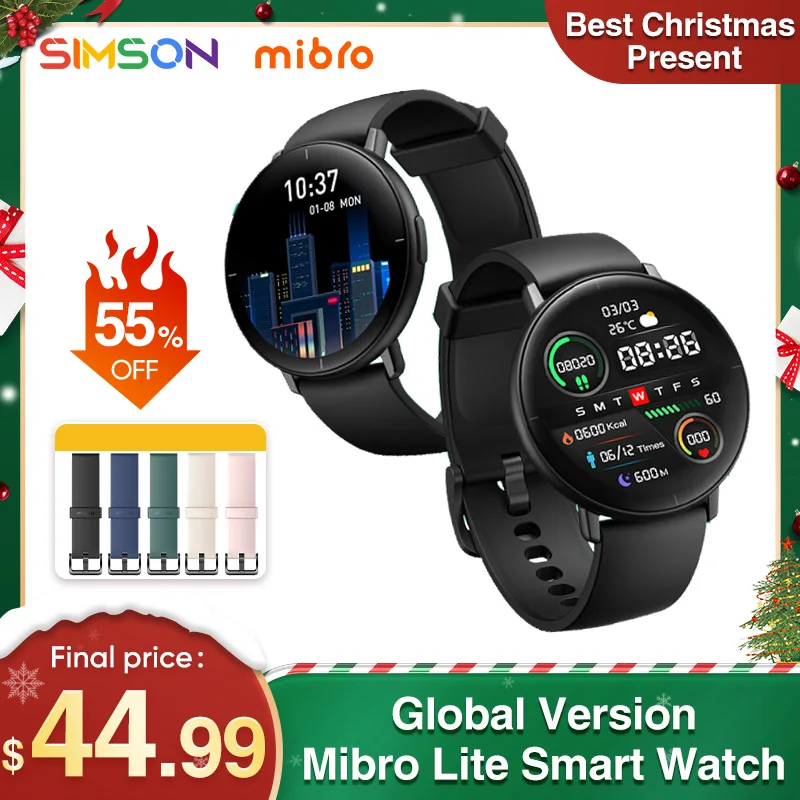 Смарт-часы Mibro Lite 1 3 дюйма Amoled-экран Поддержка многоязычного ультратонкого
