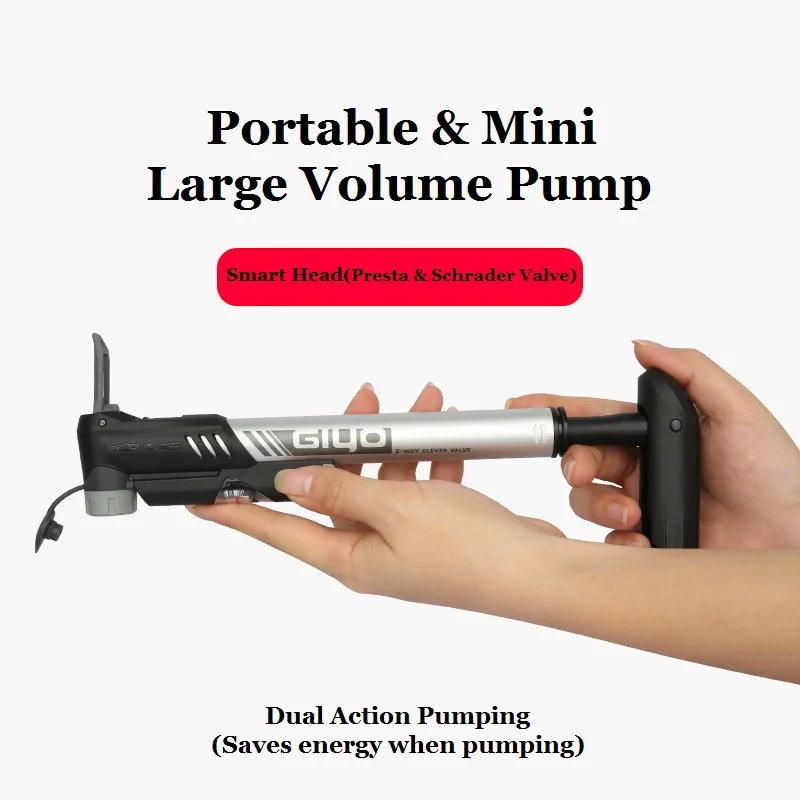 120psi SmartHead Mini Bicycle Pump Portable MTB Dual Action Inflator Road Bike Cycling Presta Schrader Valve Tire Hand Pump
120psi SmartHead Mini Bicycle Pump Portable MTB Dual Action Inflator Road Bike Cycling Presta Schrader Valve Tire Hand Pump