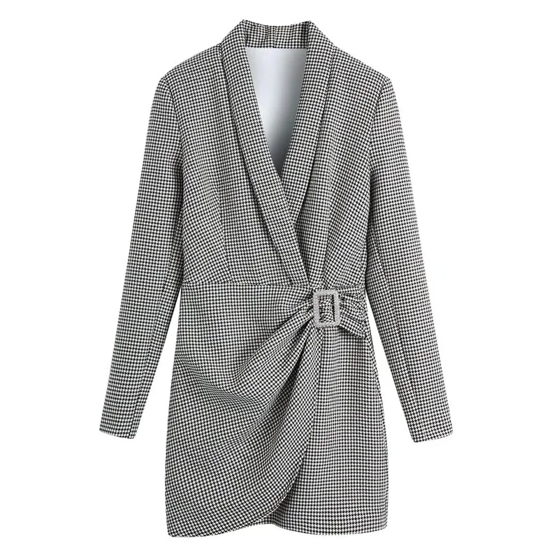 MESTTRAF Women 2021 Sexy Houndstooth Wrapped Blazer Style Mini Dress Retro Long Sleeve Knotted High Street Dresses 
MESTTRAF Women 2021 Sexy Houndstooth Wrapped Blazer Style Mini Dress Retro Long Sleeve Knotted High Street Dresses