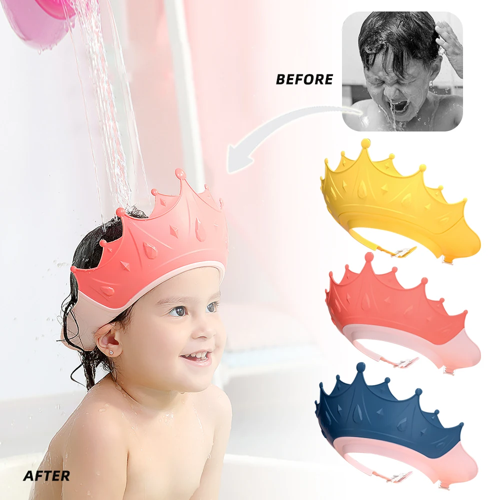 Мягкая шапка для душа регулируемая мытья волос детская защита глаз и ушей