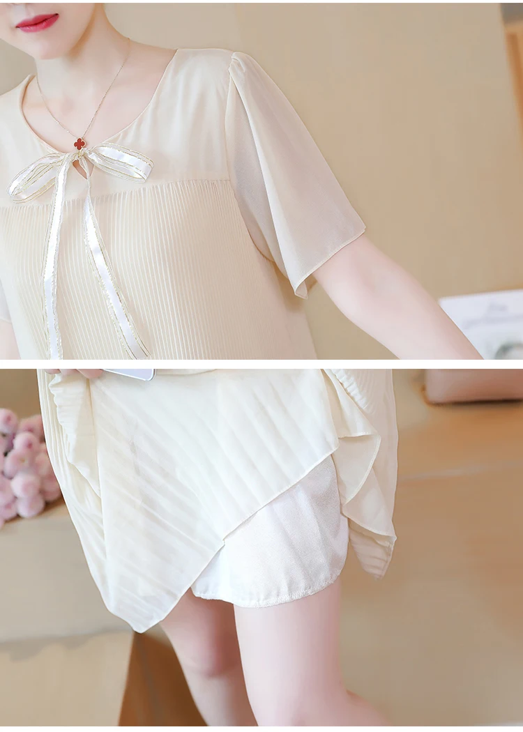 Summer New 2020 Women Large Size Chiffon Pleated Dress Fashion Round Neck Short Sleeve Dress Leisure Solid Color Vestidos L369
Summer New 2020 Women Large Size Chiffon Pleated Dress Fashion Round Neck Short Sleeve Dress Leisure Solid Color Vestidos L369