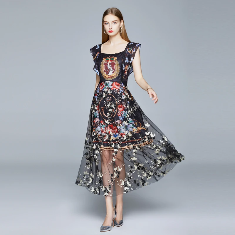 Runway Flower Embroidered Dress Summer Autumn Animal Horse Print Butterfly Sleeve Long Maxi Sundress Ladies Party Dresses Female
Runway Flower Embroidered Dress Summer Autumn Animal Horse Print Butterfly Sleeve Long Maxi Sundress Ladies Party Dresses Female