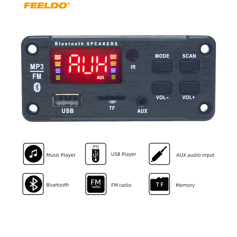 Автомобильный модуль FEELDO Bluetooth 5 0 цветной дисплей USB MP3 плеер TF карта FM