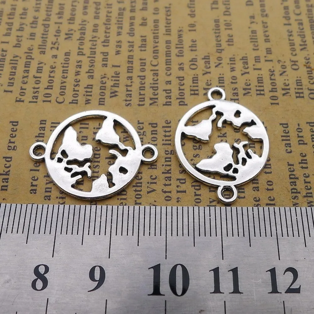 

150pcs Globe Charms 20mm x 26mm DIY Jewelry Making Pendant antique silver color