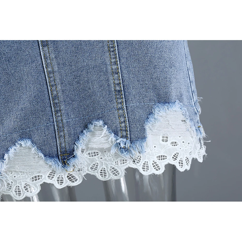 YUANYUANJYCO Summer Women Mini Casual Denim Skirts Fashion Patchwork Buttons Pockets Lace Hem Straight Short Bottoms Clothes
YUANYUANJYCO Summer Women Mini Casual Denim Skirts Fashion Patchwork Buttons Pockets Lace Hem Straight Short Bottoms Clothes