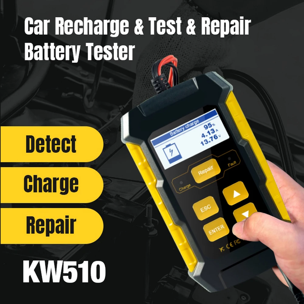 KONNWEI KW510 Full Automatic 12V Car Battery Tester Pulse Repair 5A Battery Chargers Wet Dry AGM Gel Lead Acid Car Repair Tool
KONNWEI KW510 Full Automatic 12V Car Battery Tester Pulse Repair 5A Battery Chargers Wet Dry AGM Gel Lead Acid Car Repair Tool