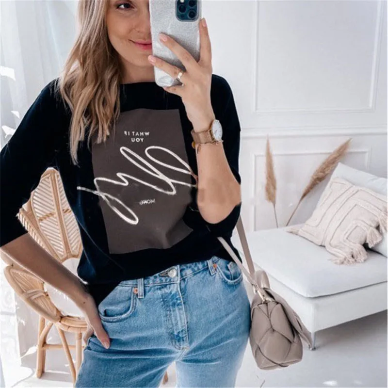 2022 Spring Printed Letter Women's Top Long Sleeve Black Tops Female Autumn New Casual Fashion Streetwear Clothes Ladies
2022 Spring Printed Letter Women's Top Long Sleeve Black Tops Female Autumn New Casual Fashion Streetwear Clothes Ladies