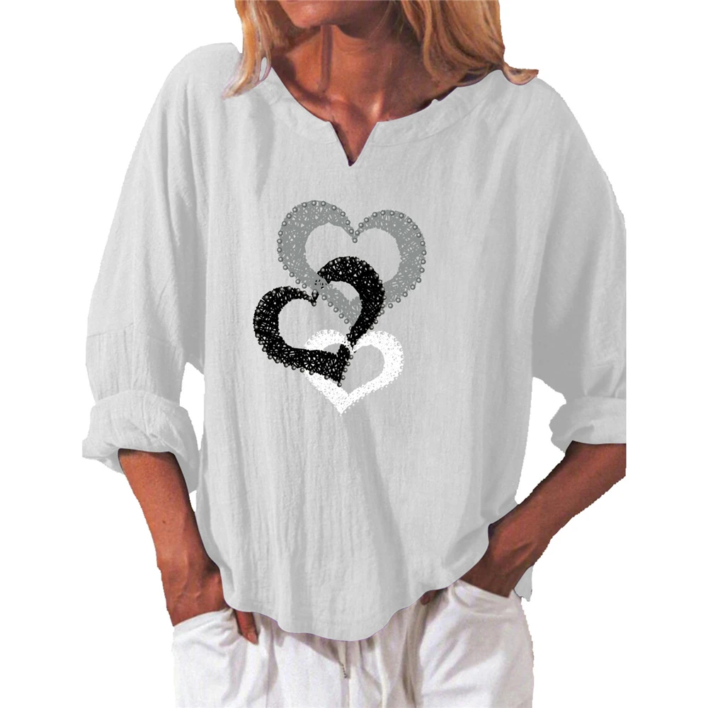 Autumn V Neck T-shirts Heart Print Loose Tees Slim Fit T-shirt Spring Casual Top Plus Size Fashion Women Clothing Basic Tops
Autumn V Neck T-shirts Heart Print Loose Tees Slim Fit T-shirt Spring Casual Top Plus Size Fashion Women Clothing Basic Tops