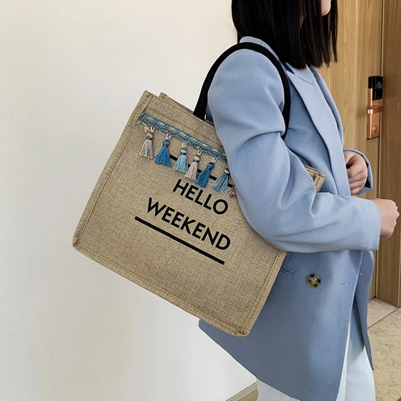 High Quality Women Linen Tote Large Capacity Female Casual Shoulder Bag Lady Daily Handbag Fresh Summer Beach Shopping Bag
High Quality Women Linen Tote Large Capacity Female Casual Shoulder Bag Lady Daily Handbag Fresh Summer Beach Shopping Bag