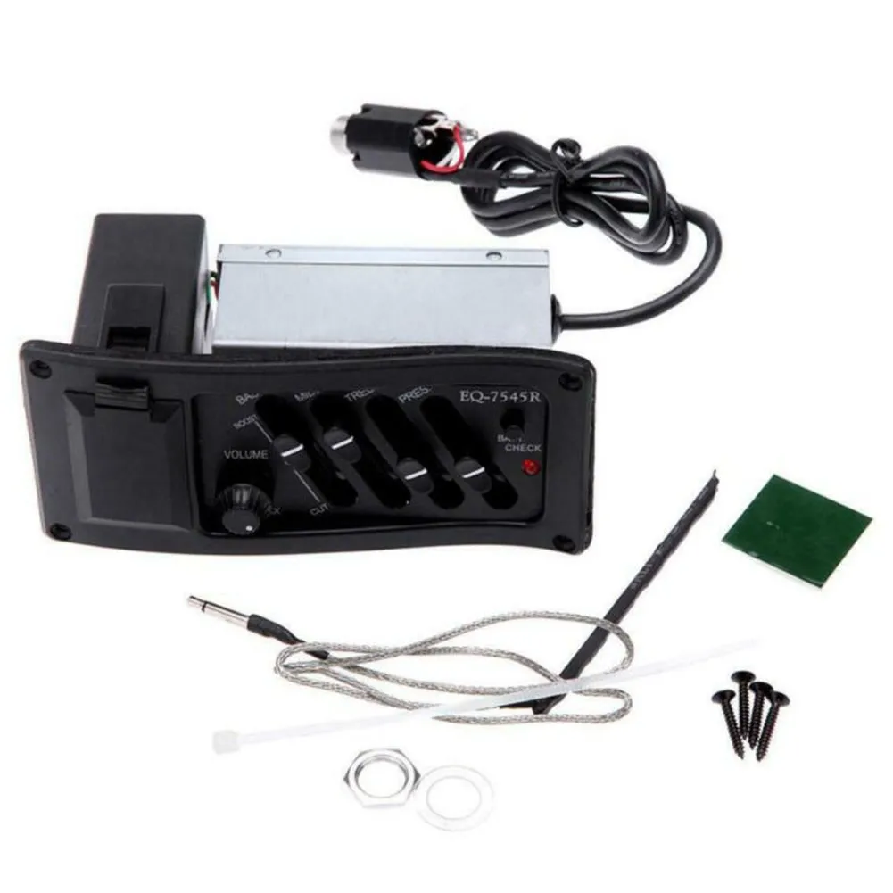 4-Band EQ Equalizer Piezo Pickup EQ-7545R Folk Acoustic Guitar Preamp Tuner On-board Equalizer And Volume Control Bass Accessory
4-Band EQ Equalizer Piezo Pickup EQ-7545R Folk Acoustic Guitar Preamp Tuner On-board Equalizer And Volume Control Bass Accessory