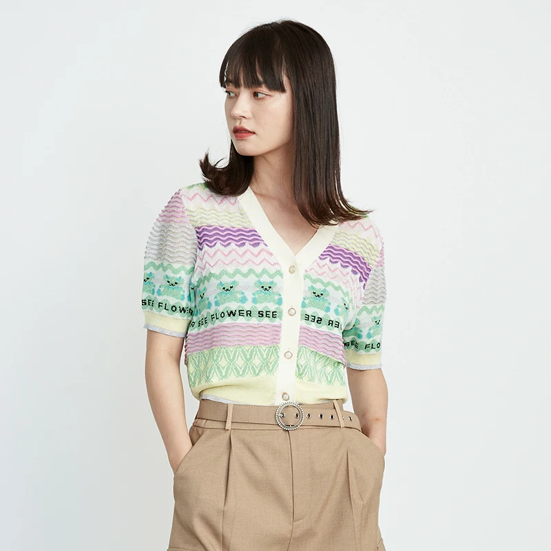 Kawaii Cardigan Crop Top 2021 Summer Thin Sweater Shirt Women Contrast Organza Corrugated Bear Letter Short Sleeve Cardigan Tops
Kawaii Cardigan Crop Top 2021 Summer Thin Sweater Shirt Women Contrast Organza Corrugated Bear Letter Short Sleeve Cardigan Tops