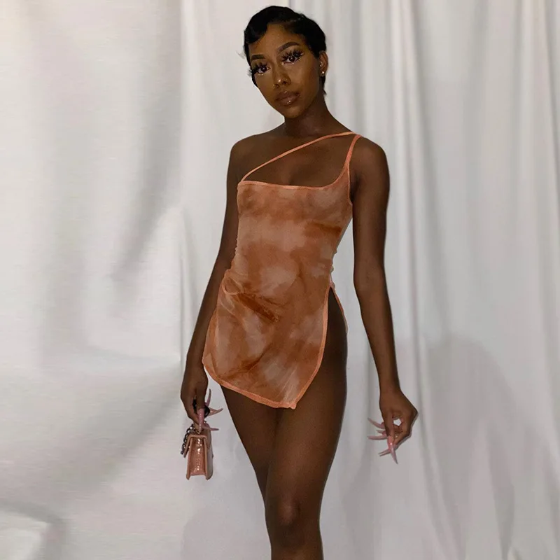 Mesh Material Bodycon Mini Dress Women Slash Neck See-through Tie Dye Print Party Dresses New One-shoulder Ladies Vestidos
Mesh Material Bodycon Mini Dress Women Slash Neck See-through Tie Dye Print Party Dresses New One-shoulder Ladies Vestidos