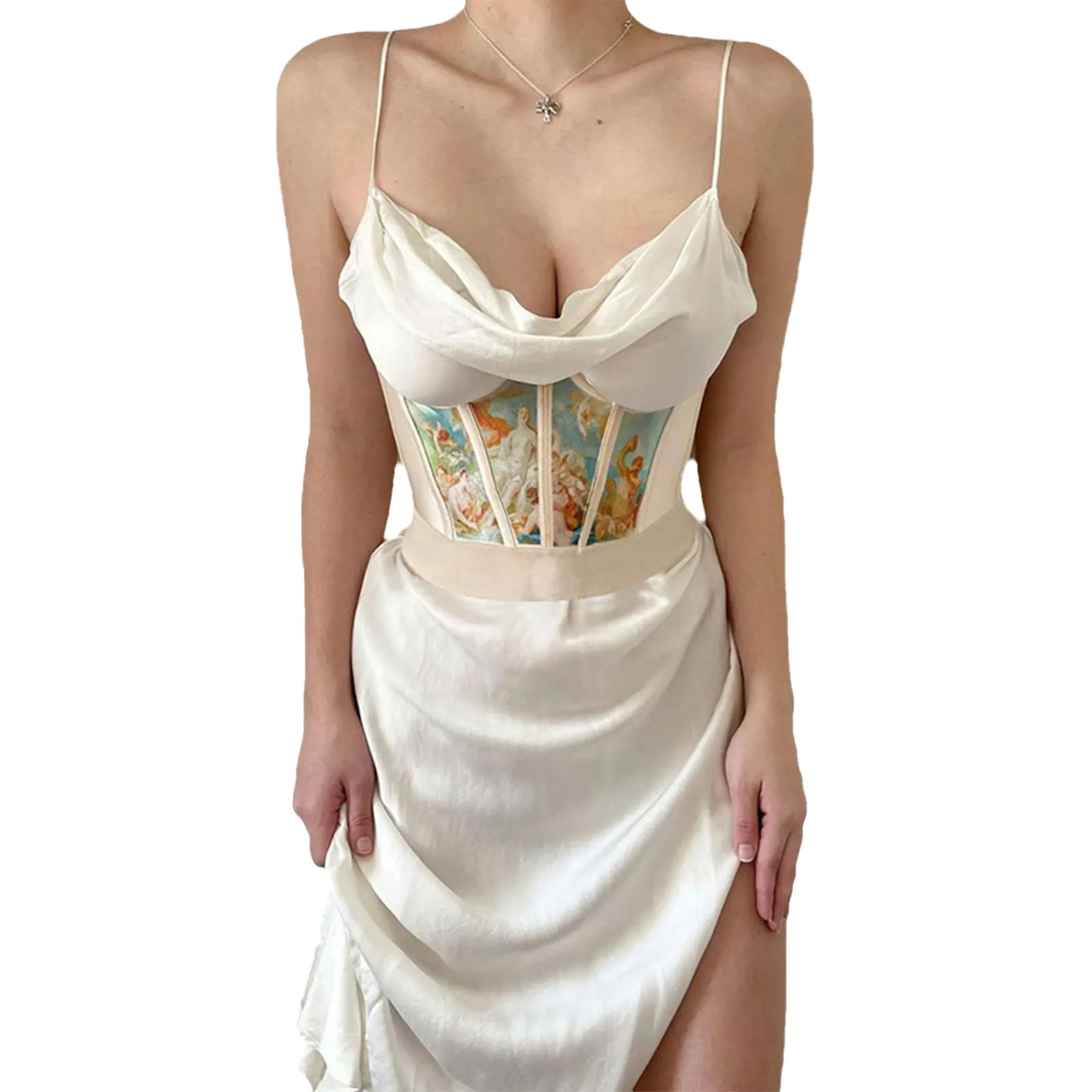 Women Girdle Waistband Waist Trainer Oil Painting Print Elastic Corset Cincher Shaper with Chest Support White
Women Girdle Waistband Waist Trainer Oil Painting Print Elastic Corset Cincher Shaper with Chest Support White