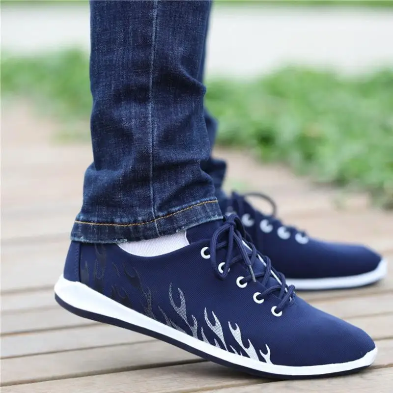 2021 Trendy Style Boys Shoes Non-Slip Flame Mans Sneakers Round Head Creativity Lace-Up Men Sneakers
