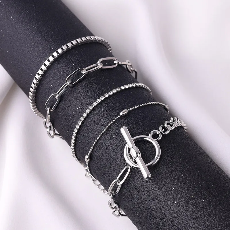 Fashion Geometric OT Buckle Metal Bracelet Creative Multi-layer Jewelry with Diamonds and Round Beads
Fashion Geometric OT Buckle Metal Bracelet Creative Multi-layer Jewelry with Diamonds and Round Beads