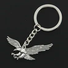 New Fashion Men 30mm Keychain DIY Metal Holder Chain Vintage Hawk Eagle 28x50mm Silver Color Pendant Gift