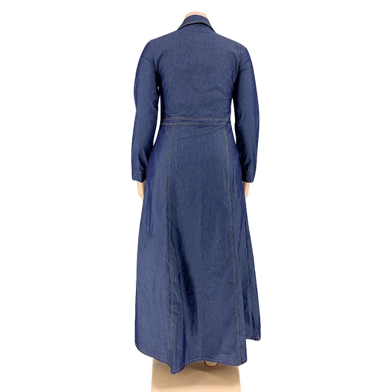 Платье из джинсовой ткани со Размеры d 3XL 4XL 5XL T Рубашка-Платье для женщин Большие