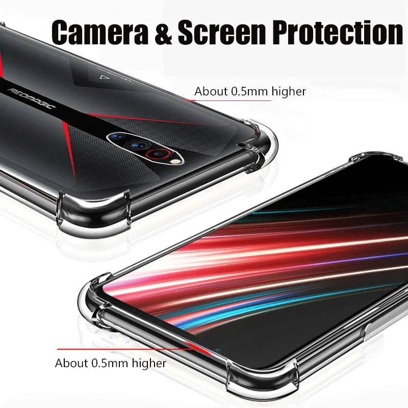Прозрачный мягкий чехол для ZTE Nubia Red Magic 5G защита с четырьмя углами подушка