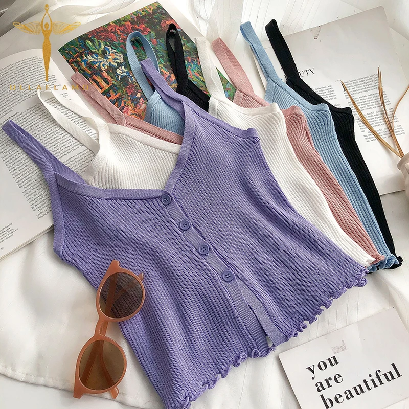 Casual Knitting Women Camis Tops Solid V Collar Ribbed Button Backless Spaghetti Strap Elastic Top Beach Holiday Female Camisole
Casual Knitting Women Camis Tops Solid V Collar Ribbed Button Backless Spaghetti Strap Elastic Top Beach Holiday Female Camisole