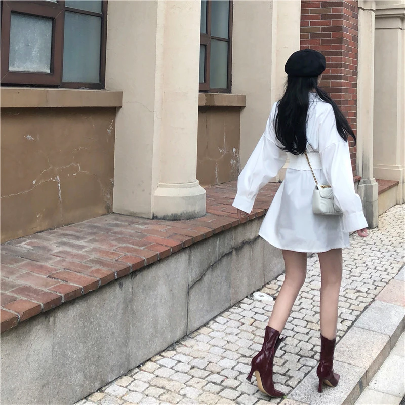 Solid Single-Breasted Shirt Dress Women Kendall Streetwear Satin Mini Dress Female Patchwork Autumn Temperament Dress 3190#
Solid Single-Breasted Shirt Dress Women Kendall Streetwear Satin Mini Dress Female Patchwork Autumn Temperament Dress 3190#