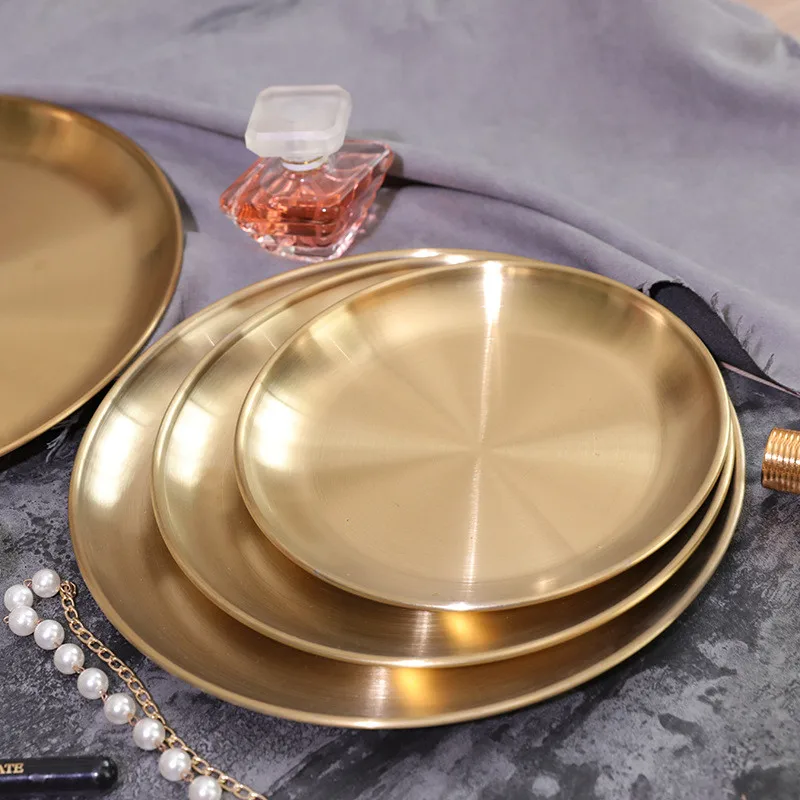 Stainless Steel Dinner Plate Storage Tray Luxury Round Golden Cake Fruit Display Kitchen Accessories Western Steak Plates TN
Stainless Steel Dinner Plate Storage Tray Luxury Round Golden Cake Fruit Display Kitchen Accessories Western Steak Plates TN