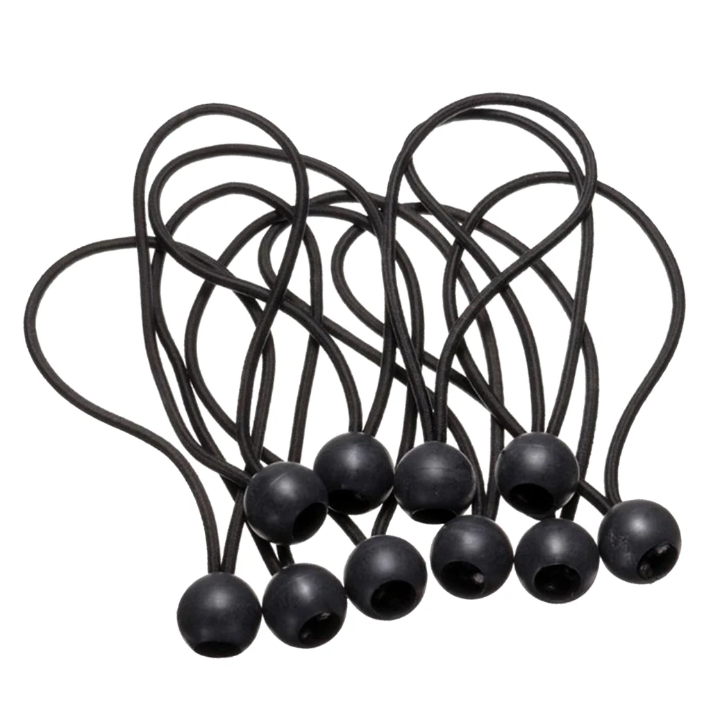 Фото 10 шт. прочные веревки для фиксации палатки черный шарик банджи - купить