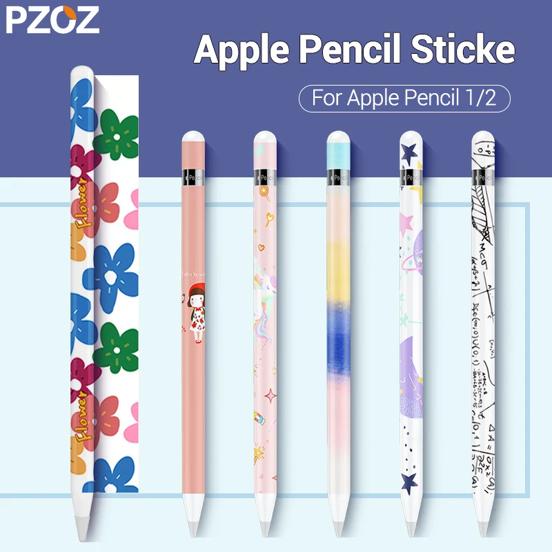 

PZOZ для apple pencil 1 2 наклейки устойчивые к царапинам ультра тонкие нарисованные наклейки сенсорный Стилус ручка с наклейками Нескользящая защи...