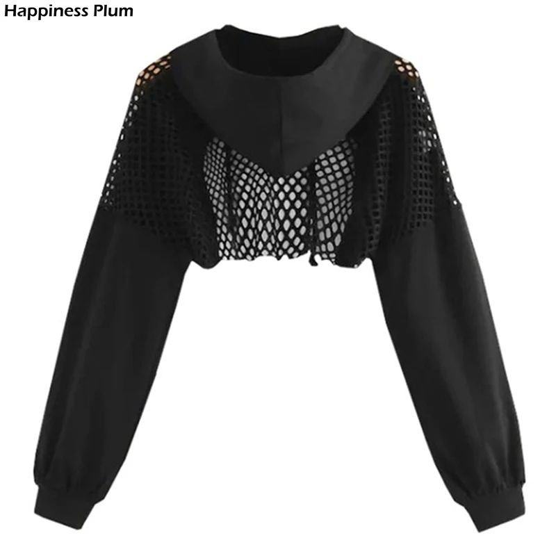 Black Hoodies for Women 2020 Hollow Out Crop Tops Mesh Patchwork Short Sweatshirt Long Sleeve Autumn Tops and Pullovers
Black Hoodies for Women 2020 Hollow Out Crop Tops Mesh Patchwork Short Sweatshirt Long Sleeve Autumn Tops and Pullovers
