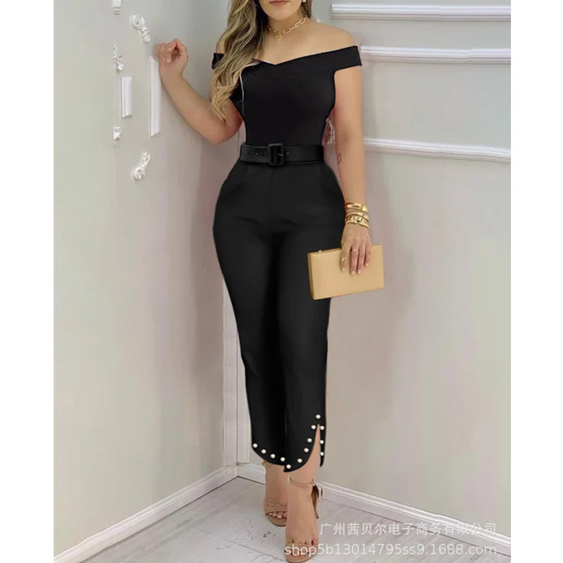 WEPBEL Women Jumpsuit Ladies Sexy Skinny Pearl Off Shoulder Romper Female Sleeveless Halter High Waist Overalls
WEPBEL Women Jumpsuit Ladies Sexy Skinny Pearl Off Shoulder Romper Female Sleeveless Halter High Waist Overalls