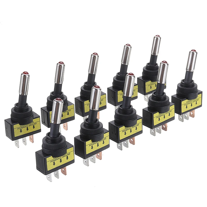 10pcs 3Pin Rocker Switch Toggle LED Light DC 12V 20A Round On/Off SPST 2 Pole Switches Universal for Car Boat
10pcs 3Pin Rocker Switch Toggle LED Light DC 12V 20A Round On/Off SPST 2 Pole Switches Universal for Car Boat