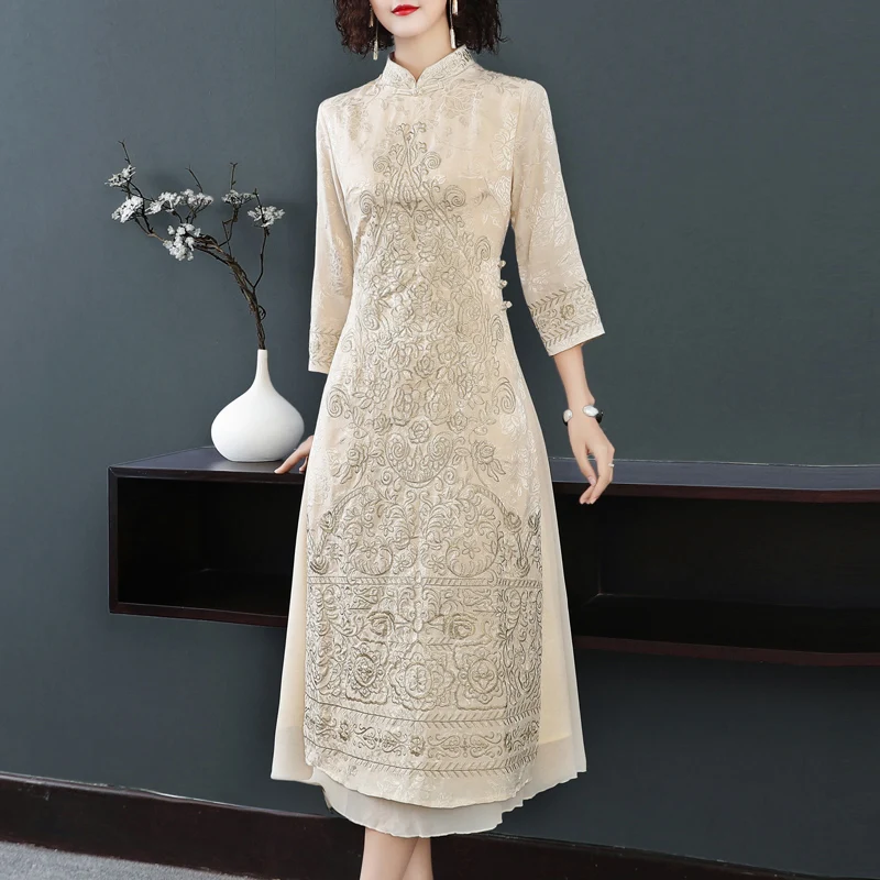 Skinny skirt female summer French Hepburn dress Chinese style retro antique modified cheongsam dress
Skinny skirt female summer French Hepburn dress Chinese style retro antique modified cheongsam dress