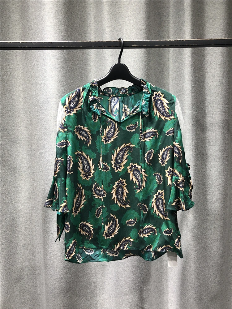 Tshirt Women Fashion Casual Pure Silk V-Neck Seven Points Sleeve Top Pullover Flower Pattern Decoration Of Whole Body Feather
Tshirt Women Fashion Casual Pure Silk V-Neck Seven Points Sleeve Top Pullover Flower Pattern Decoration Of Whole Body Feather