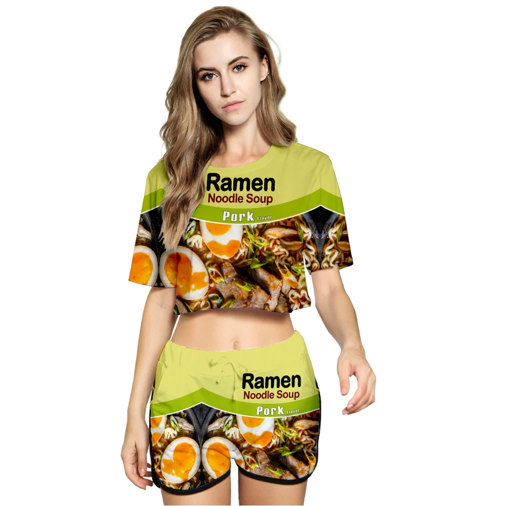 Ramen Tracksuit Japanese Noodle Harajuku Sexy Women Set Two Piece Set Short Top and Middle Waist Shorts Summer Tracksuits 
Ramen Tracksuit Japanese Noodle Harajuku Sexy Women Set Two Piece Set Short Top and Middle Waist Shorts Summer Tracksuits