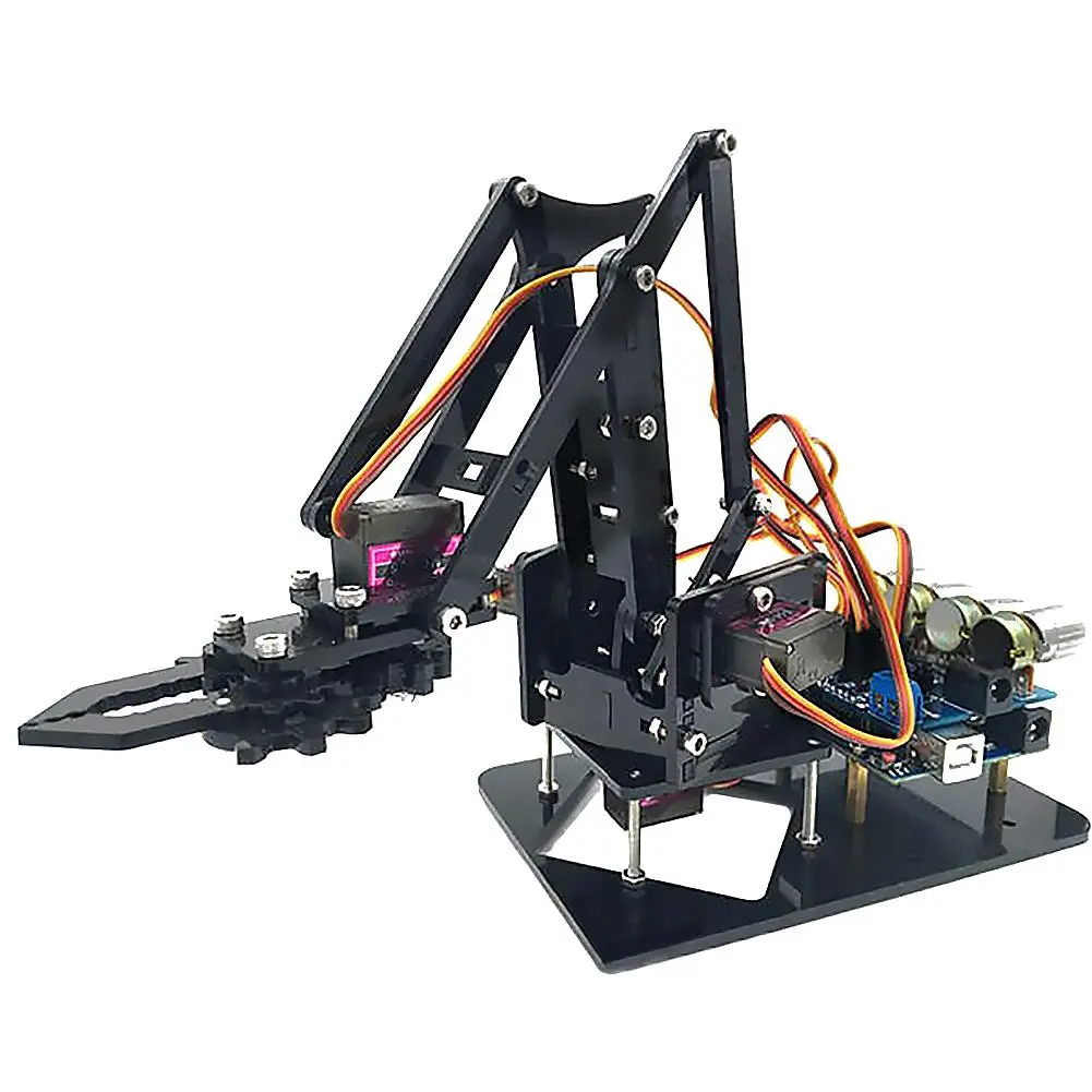 DIY 4DOF Robot Arm 4 Axis Acrylic Rotating Mechanical Robot Arm With Arduino R3 4PCS Servo Birthday gifts for adults and kids
DIY 4DOF Robot Arm 4 Axis Acrylic Rotating Mechanical Robot Arm With Arduino R3 4PCS Servo Birthday gifts for adults and kids