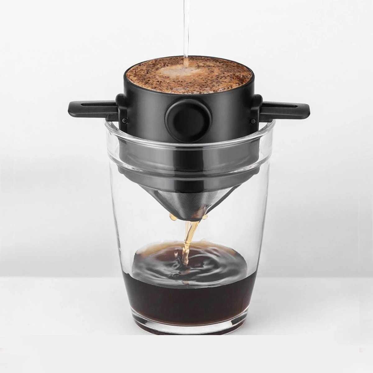 Ситечко для кофе на бумажной чашке, фильтр для кофе без фильтра, ручной портативный держатель для кофе из нержавеющей стали 
Ситечко для кофе на бумажной чашке, фильтр для кофе без фильтра, ручной портативный держатель для кофе из нержавеющей стали