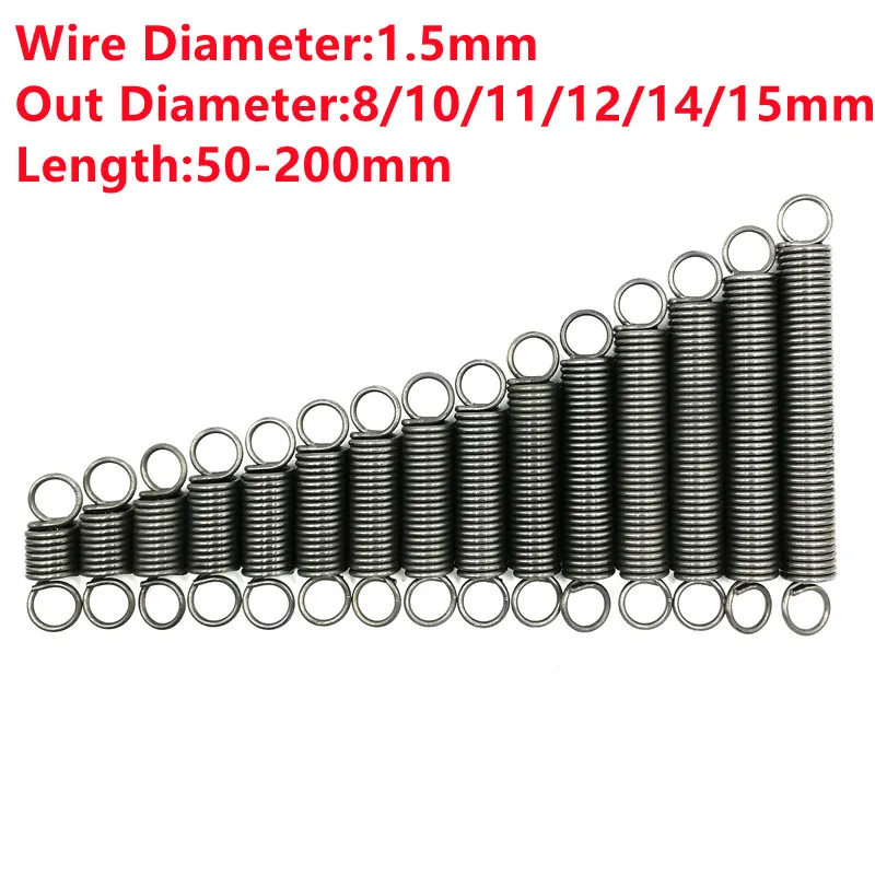 3PCS,Custom Tension Spring Pullback Extension Spring,1.5mm Wire Dia*8/10/11/12/14/15mm Out Dia*50/60/70/80/100/150/200mm Length
3PCS,Custom Tension Spring Pullback Extension Spring,1.5mm Wire Dia*8/10/11/12/14/15mm Out Dia*50/60/70/80/100/150/200mm Length
